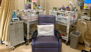 purple chair in the NICU